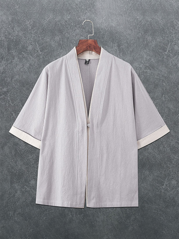 TEEK - Mens Disc Button Linen Shirt TOPS TEEK K Grey M 