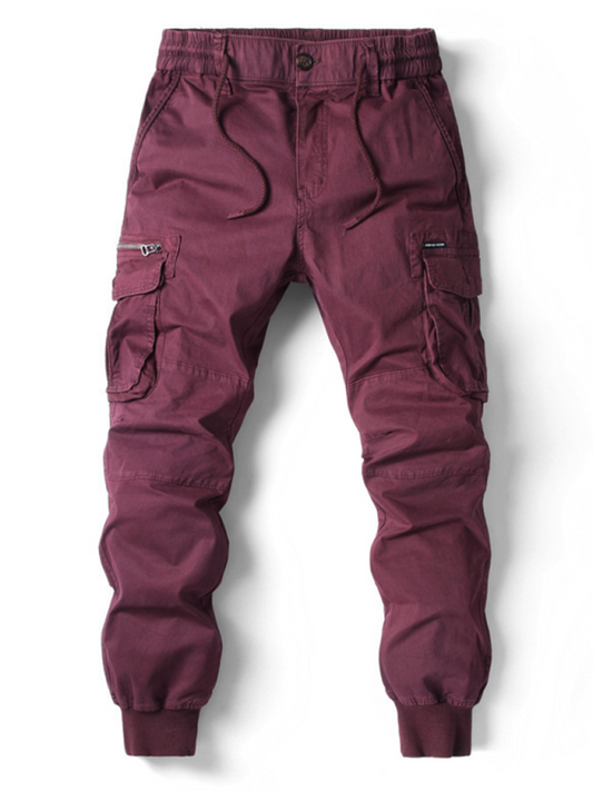 TEEK - Mens Solid Color Cargo Pants PANTS TEEK K Wine Red 29 