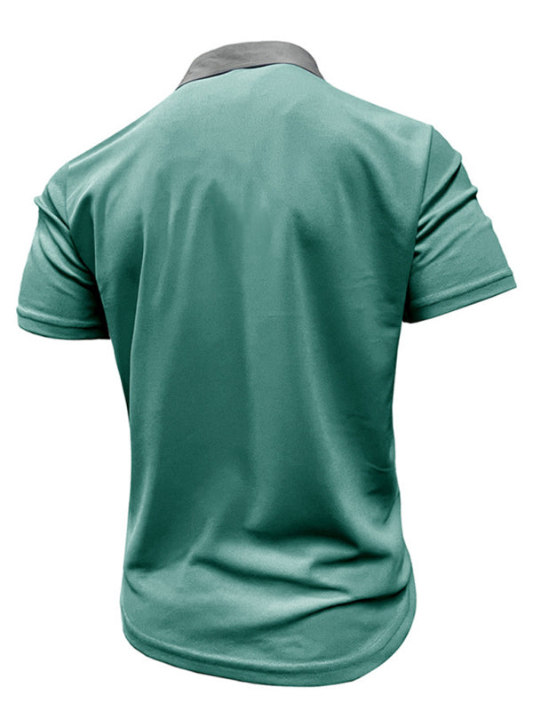 TEEK - Mens Lapel Color Block Short Sleeve Polo Shirt TOPS TEEK K   