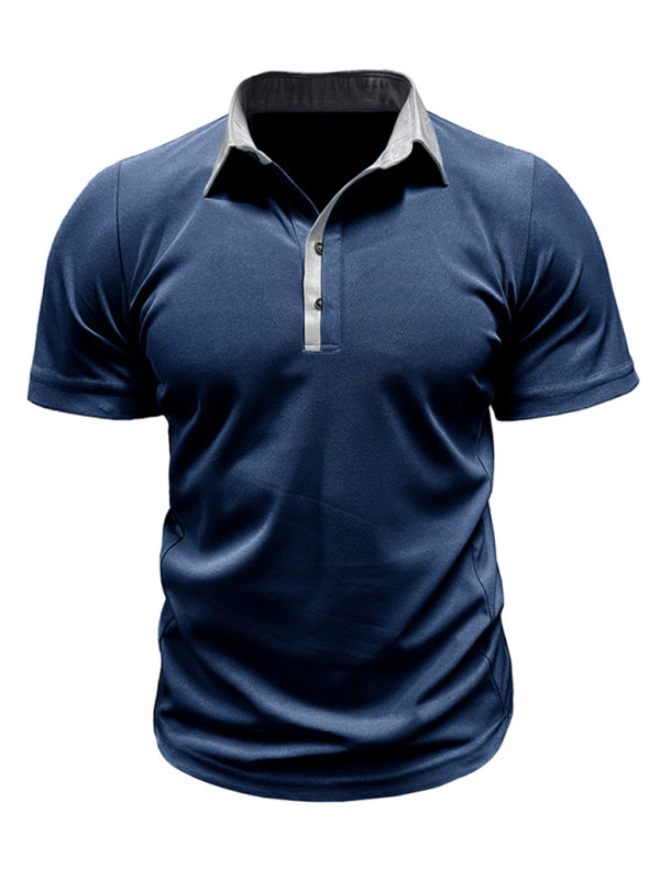 TEEK - Mens Lapel Color Block Short Sleeve Polo Shirt TOPS TEEK K   