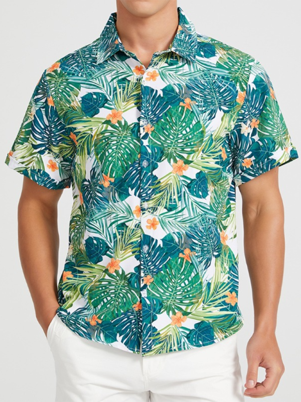 TEEK - Mens Beach Hawaiian Short Sleeve Shirt TOPS TEEK K Green Yellow S 