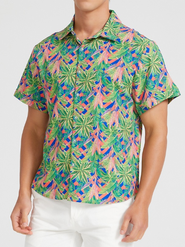 TEEK - Mens Beach Hawaiian Short Sleeve Shirt TOPS TEEK K Green S 