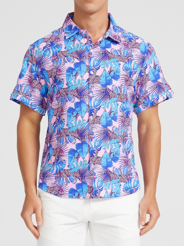 TEEK - Mens Beach Hawaiian Short Sleeve Shirt TOPS TEEK K Pinkpurple S 