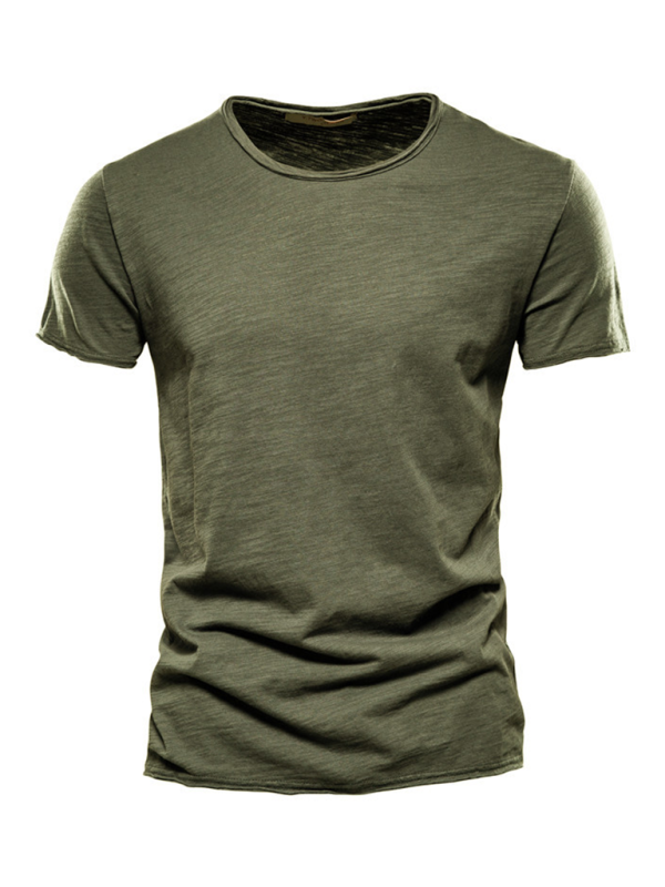 TEEK - Mens Slub Cotton Round Neck Short Sleeve T-Shirt TOPS TEEK K Olive Green S 