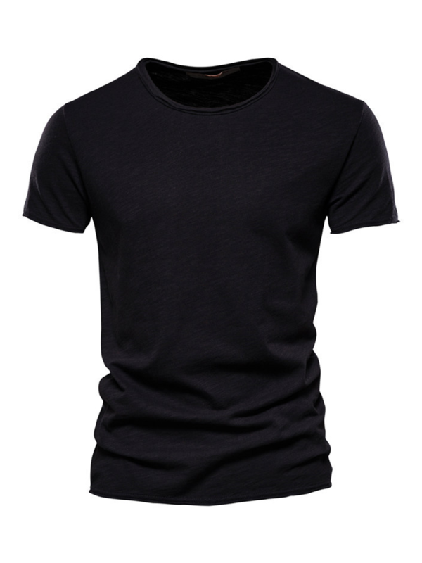 TEEK - Mens Slub Cotton Round Neck Short Sleeve T-Shirt TOPS TEEK K Black S 