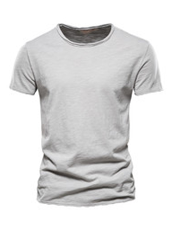 TEEK - Mens Slub Cotton Round Neck Short Sleeve T-Shirt TOPS TEEK K Misty Grey S 