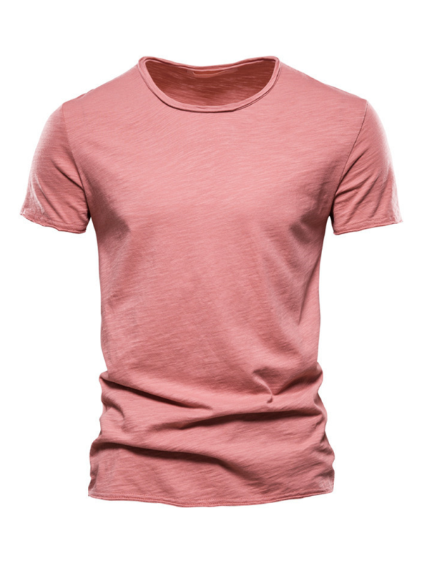 TEEK - Mens Slub Cotton Round Neck Short Sleeve T-Shirt TOPS TEEK K Red S 