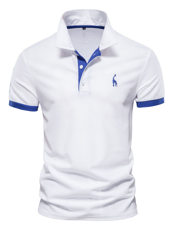 TEEK - Mens Short-Sleeved Lapel Polo Style Deer Embroidered Shirt TOPS TEEK K White S 