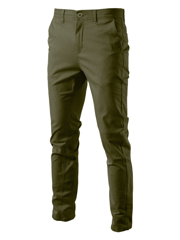 TEEK - Mens Casual Solid Color Pants PANTS TEEK K Olive Green 30 