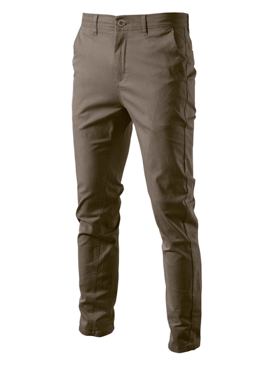 TEEK - Mens Casual Solid Color Pants PANTS TEEK K Brown 30 