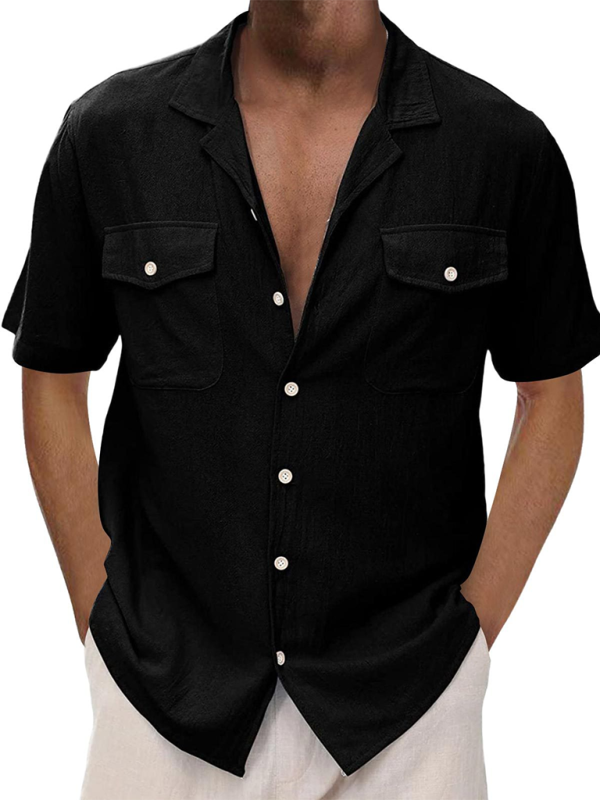 TEEK - Mens Short Sleeve Double Pocket Shirt TOPS TEEK K Black M 