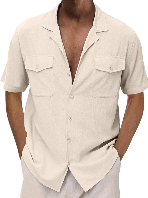 TEEK - Mens Short Sleeve Double Pocket Shirt TOPS TEEK K Khaki M 