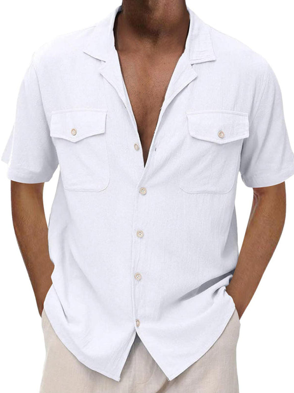 TEEK - Mens Short Sleeve Double Pocket Shirt TOPS TEEK K White M 