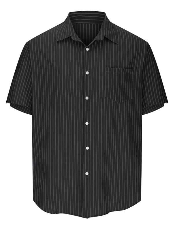 TEEK - Striped Short Sleeve Lapel Shirt TOPS TEEK K   