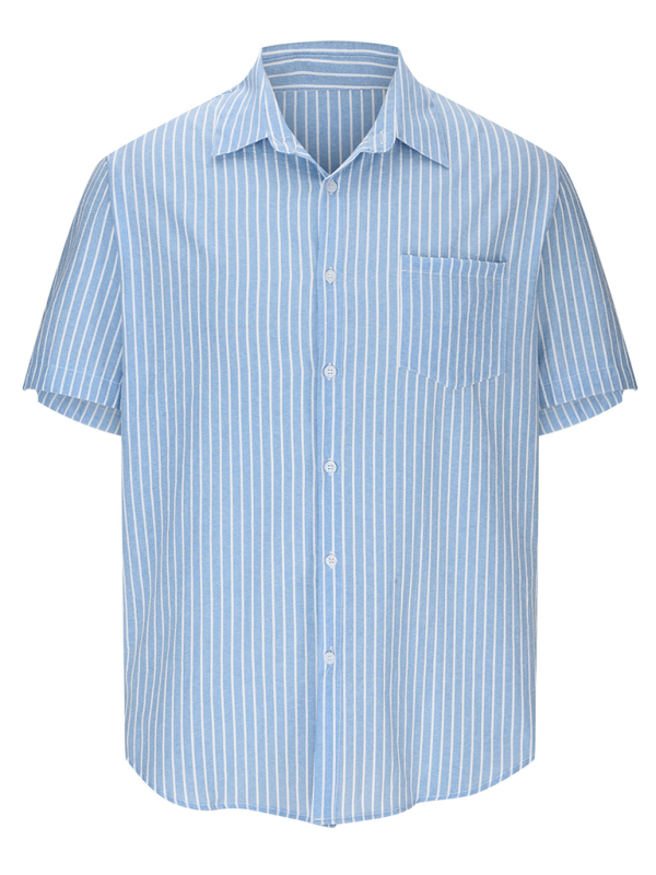 TEEK - Striped Short Sleeve Lapel Shirt TOPS TEEK K   