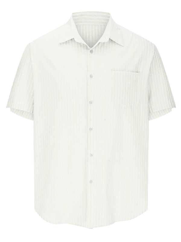 TEEK - Striped Short Sleeve Lapel Shirt TOPS TEEK K   