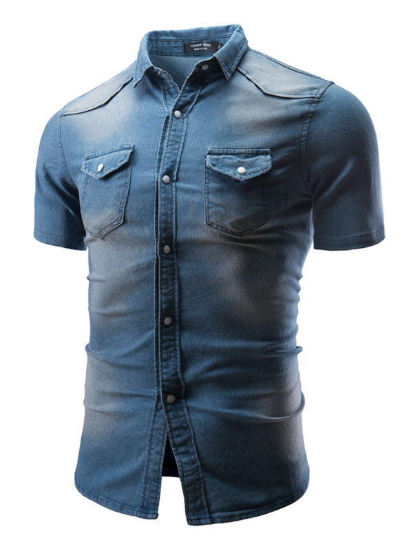 TEEK - Mens Denim Pocket Short Sleeve Shirt TOPS TEEK K   