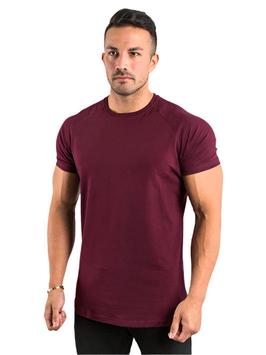 TEEK - Mens Fitness Short Sleeve T-Shirt TOPS TEEK K Wine Red M