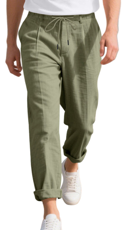 TEEK - Mens Relaxed Straight Linen Naples Gurga Breathable Trousers PANTS TEEK K