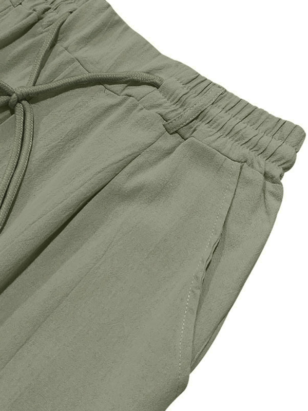 TEEK - Mens Relaxed Straight Linen Naples Gurga Breathable Trousers PANTS TEEK K