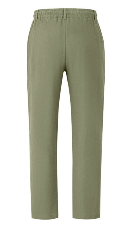 TEEK - Mens Relaxed Straight Linen Naples Gurga Breathable Trousers PANTS TEEK K