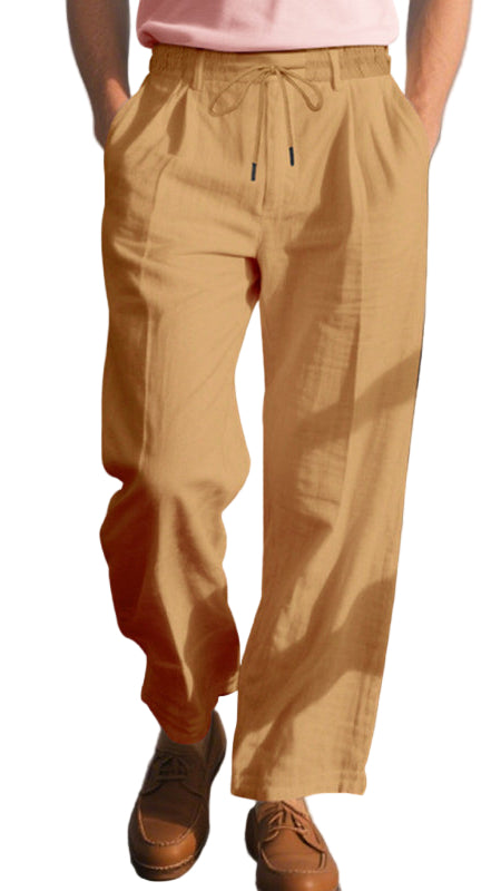 TEEK - Mens Relaxed Straight Linen Naples Gurga Breathable Trousers PANTS TEEK K Brown S