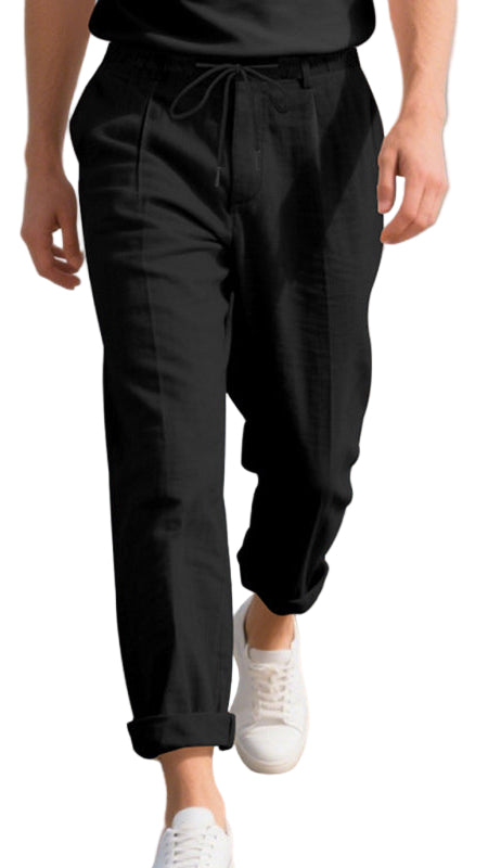 TEEK - Mens Relaxed Straight Linen Naples Gurga Breathable Trousers PANTS TEEK K
