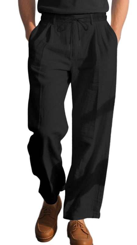 TEEK - Mens Relaxed Straight Linen Naples Gurga Breathable Trousers PANTS TEEK K