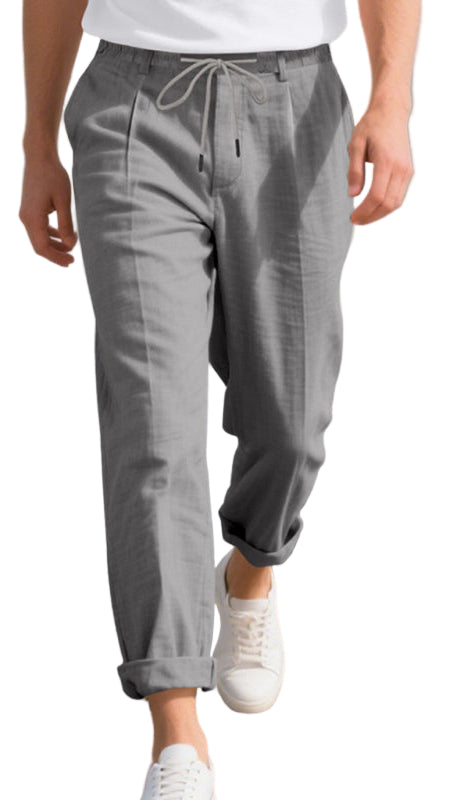TEEK - Mens Relaxed Straight Linen Naples Gurga Breathable Trousers