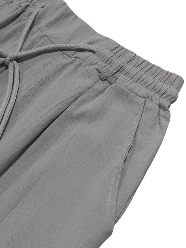 TEEK - Mens Relaxed Straight Linen Naples Gurga Breathable Trousers