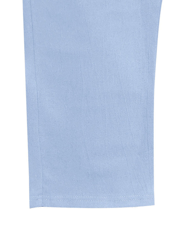 TEEK - Mens Relaxed Straight Linen Naples Gurga Breathable Trousers PANTS TEEK K