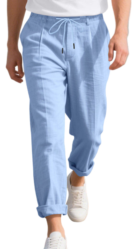 TEEK - Mens Relaxed Straight Linen Naples Gurga Breathable Trousers PANTS TEEK K