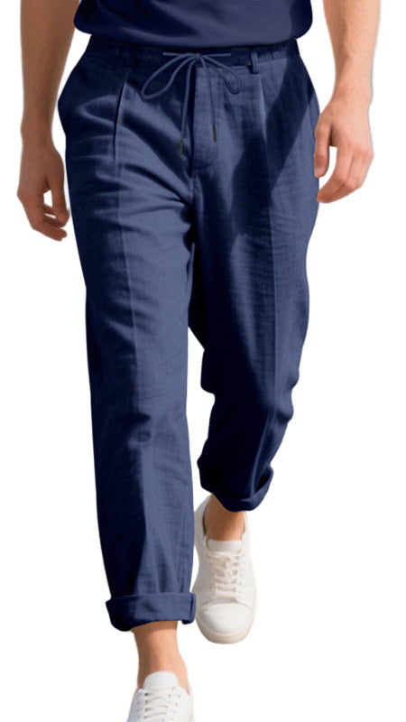 TEEK - Mens Relaxed Straight Linen Naples Gurga Breathable Trousers