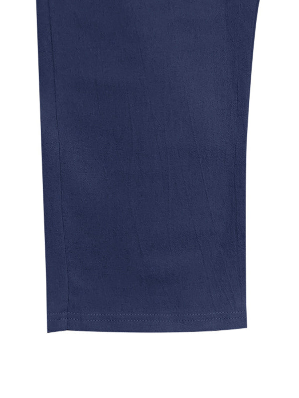 TEEK - Mens Relaxed Straight Linen Naples Gurga Breathable Trousers