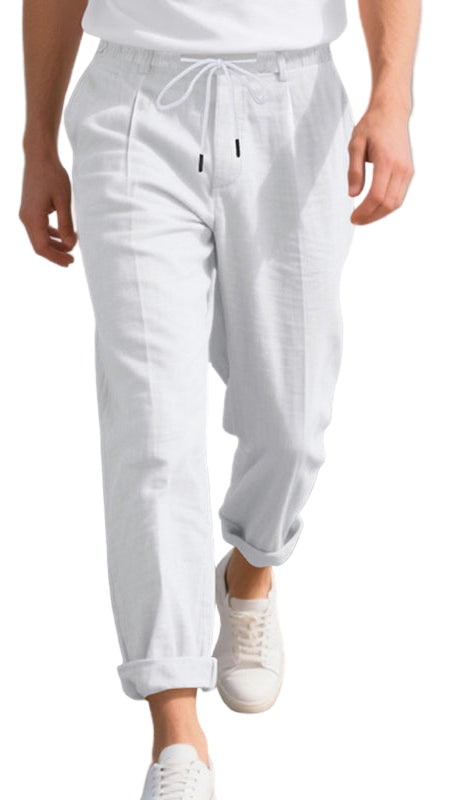 TEEK - Mens Relaxed Straight Linen Naples Gurga Breathable Trousers PANTS TEEK K