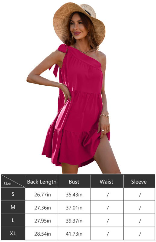 TEEK - Rose One Shoulder Solid Color Ruffle Dress DRESS TEEK K   