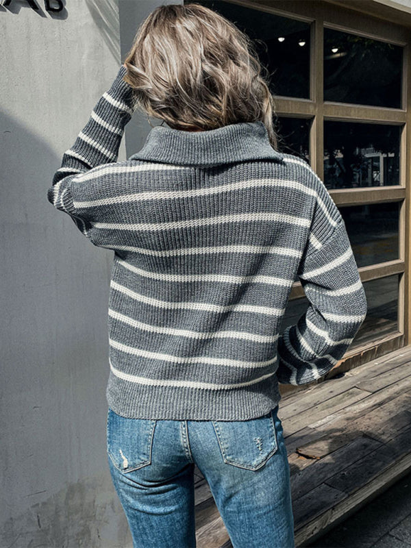 TEEK - Grey Long Sleeve Striped Sweater SWEATER TEEK K   