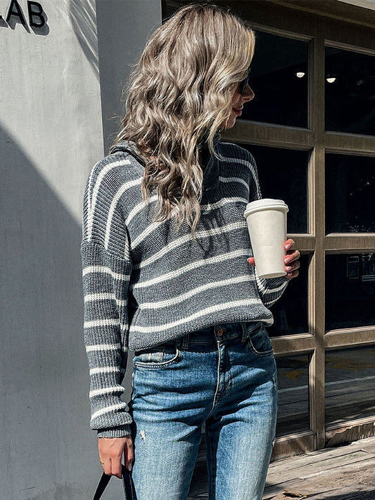TEEK - Grey Long Sleeve Striped Sweater SWEATER TEEK K S  