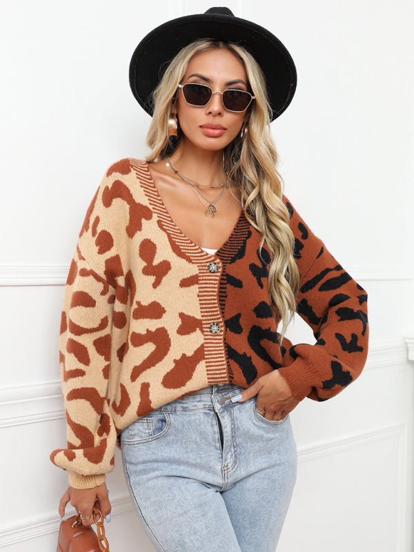 TEEK - Street Leopard Print Oversized Knit Cardigan SWEATER TEEK K   