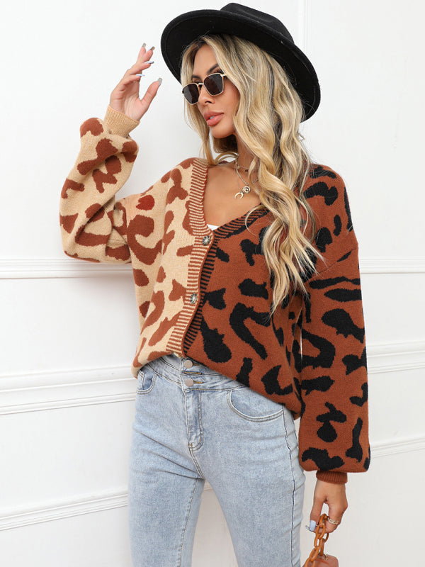 TEEK - Street Leopard Print Oversized Knit Cardigan SWEATER TEEK K   