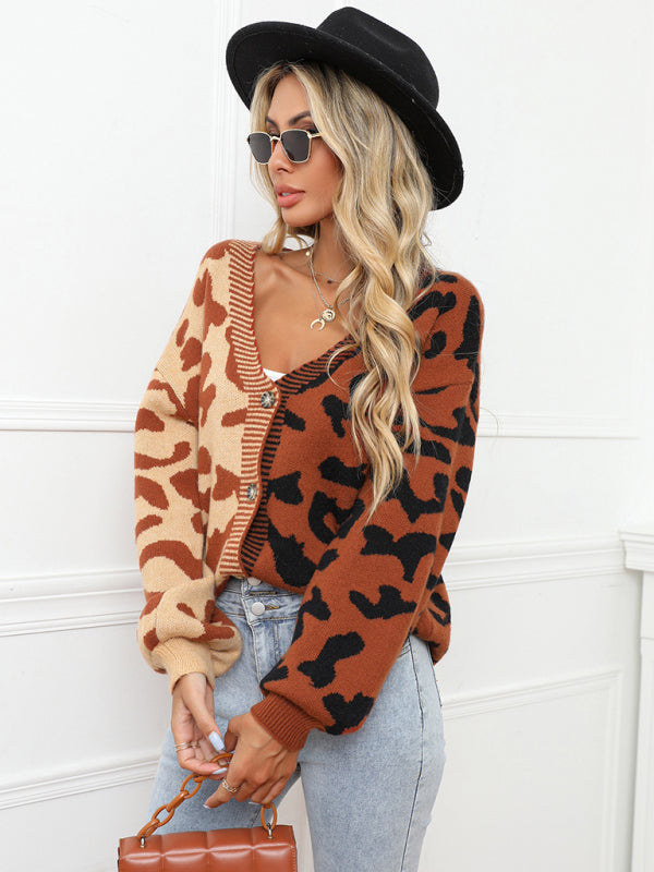 TEEK - Street Leopard Print Oversized Knit Cardigan SWEATER TEEK K   