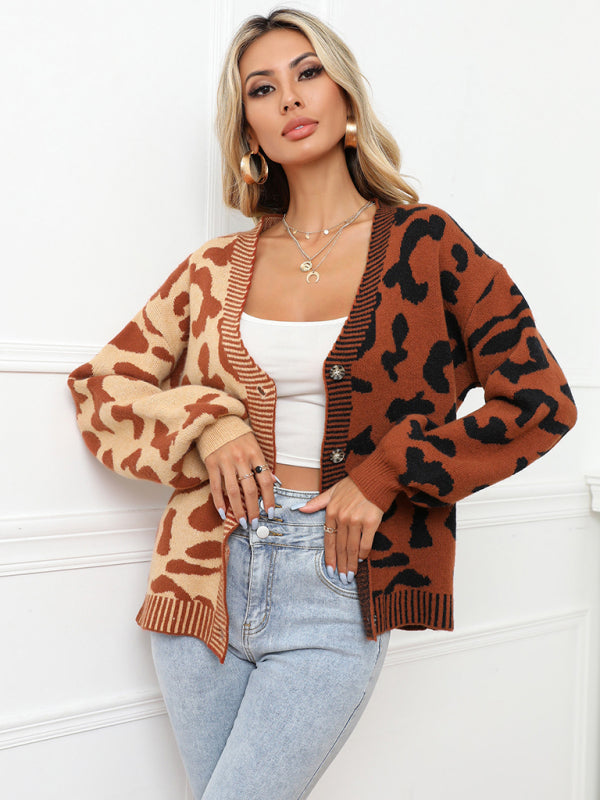 TEEK - Street Leopard Print Oversized Knit Cardigan SWEATER TEEK K Brown S 