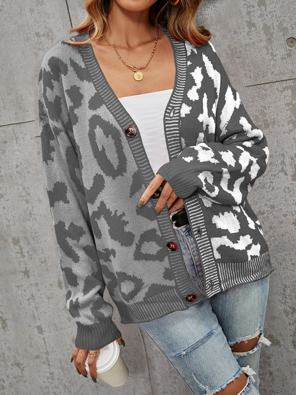 TEEK - Street Leopard Print Oversized Knit Cardigan SWEATER TEEK K   