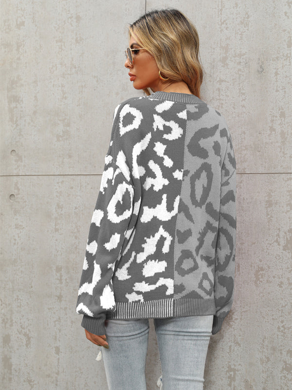 TEEK - Street Leopard Print Oversized Knit Cardigan SWEATER TEEK K   