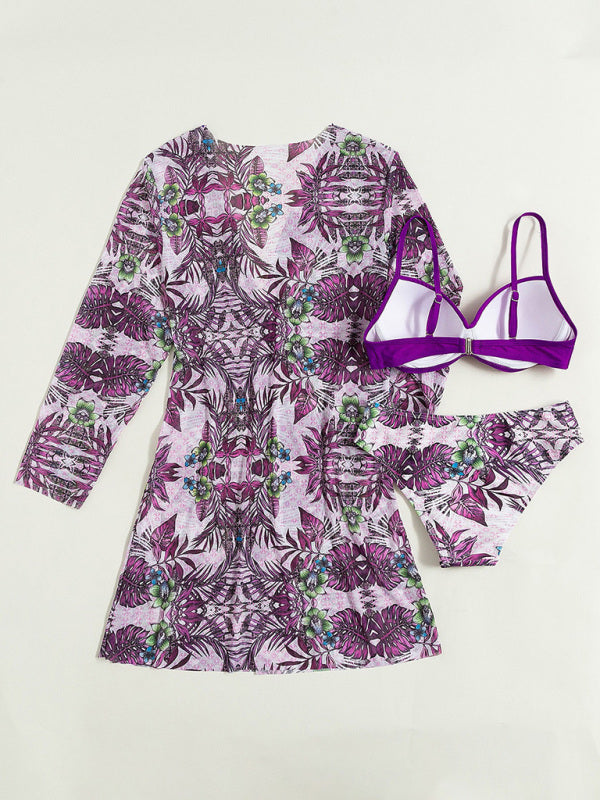 TEEK - Three-Piece Bikini Mesh Split Swimwear SET TEEK K   