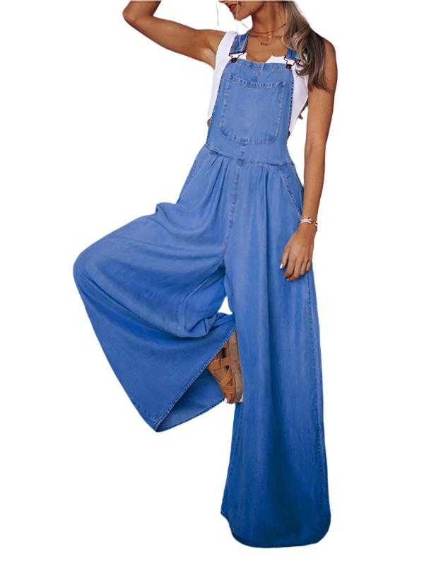 TEEK - Big Loose Casual Denim Overalls OVERALLS TEEK K Purplish Blue Navy S 