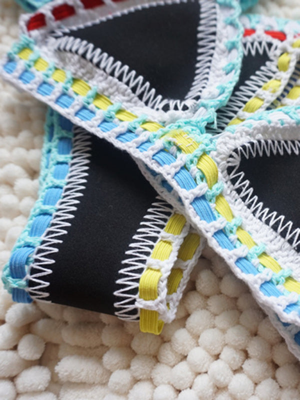 TEEK - Handwoven Colorful Contrast Trim Bikini SWIMWEAR TEEK K   