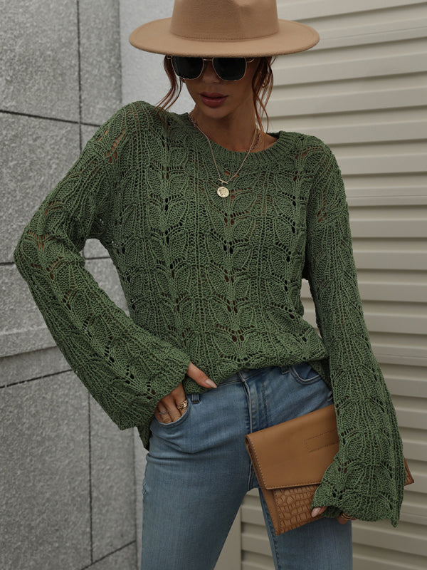 TEEK - Trumpet Sleeve Less Mesh Knit Sweater SWEATER TEEK K Green S 