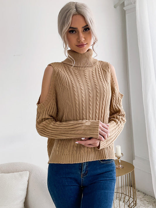 TEEK - Twist Turtleneck Khaki Long-Sleeved Sweater TOPS TEEK K   