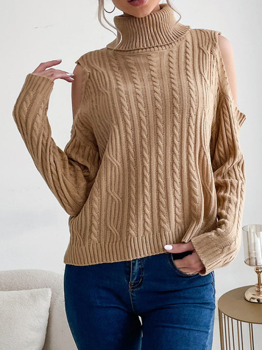 TEEK - Twist Turtleneck Khaki Long-Sleeved Sweater TOPS TEEK K S  